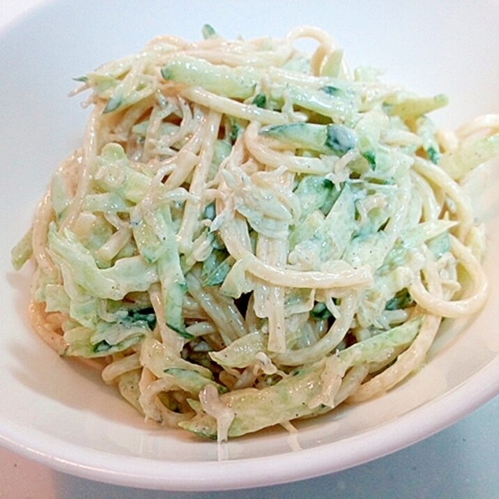 胡瓜とちりめんじゃこのスパゲティサラダ